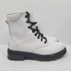 Sorel Lennox Waterproof Lace-Up Women's White Black Boots US Size 8.5 NWT